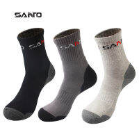 SANTO 3 Pairs S010 Sports Men Socks Wicking Breathable Sports Cotton Foot Wear Outdoor Cycling Spinning Workout Camping Hiking