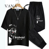 VANAQ ฤดูร้อนเสื้อยืดโลโก้นารูโตะแฟชั่นเกาหลีสำหรับชายนักเรียน