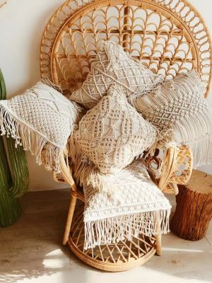 hot！【DT】▨✉❁  MOMS YARD New Macrame Cushion Cover  Cotton Thread Pillowcase Bohemia Sofa High-end Gif