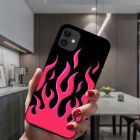 For iPhone 14 11 12 13 Pro Max Mini 8 7 Plus 14ProMax Black Case Fashion Luxury Fire Artistic Red Flame Popular Silicone Cover