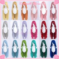 สีดำแดงน้ำเงินคอสเพลย์ผู้หญิงยาวตรงยาว30สีขาวสีม่วงชมพูยาว100ซม.