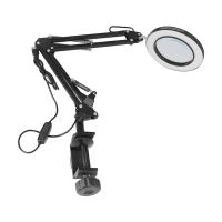 Soldering Light Magnifying Glass, Black Housing 5X Soldering Magnifying Glass 12W with Base for Maintenance