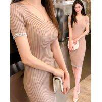 V List Dress press body Knit Dress bodycont Dress