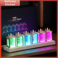 นาฬิกา Nixie เลียนแบบนาฬิกาปลุกดิจิตอลอิเล็กทรอนิกส์นาฬิกาตั้งโต๊ะ RGB สำหรับโต๊ะห้องนอนของขวัญวันเกิด