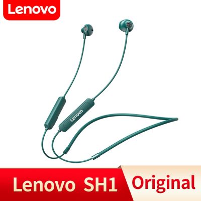 Lenovo ชุดหูฟัง5.0หูฟังไร้สายบลูทูธ SH1กันน้ำ IPX5สายคล้องคอแม่เหล็กหูฟังพร้อมไมโครโฟนกีฬา