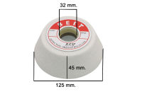 หินเจียรสีขาวทรงถ้วยเฉียง หินเจียขนาด125x45x32มม. ความละเอียด#46 #60 #80 #100 หินเจียรถ้วย อะไหล่หินเจียร์ (Bowl Shape 125x45x32MM)