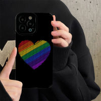 หัวใจหลากสีสันเคสโทรศัพท์สำหรับ iPhone 14/13/12/11 Pro Max 12 13 Mini 6 6S 7 8 Plus X XR XS Max เคสโทรศัพท์แบบนิ่มกันกระแทกแฟชั่นที่สร้างสรรค์ฝาครอบโทรศัพท์พร้อมเลนส์ป้องกันคลุมทั้งหมดฝาครอบ