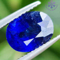 พลอยไพลิน 2.71 กะรัต (Blue Sapphire) สีน้ำเงินสดเข้ม TOP COLOR รูปร่างไข่ เผาใหม่ เหมาะกับเครื่องประดับเช่นหัวแหวน การันตี พลอยแท้ 100%