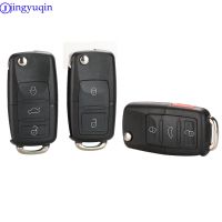 AHlmsm Jingyuqin 10Ps 2/3/4 B พับรถ Remote Key Shell Case Fob สำหรับ VW Passat Polo Golf Touran Bora Ibiza Leon Octavia Fabia