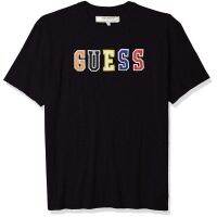 personality GUESS MulticolorCotton O-neck Short Sleeve T-shirt In Men Black