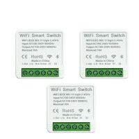 Qiachip 16a มินิสวิตช์อัจฉริยะแบบไร้สายควบคุม2ทางไฟ Diy โมดูลสมาร์ทสวิตซ์ทำงานร่วมกับแอป Ewelink Alexa Google Home