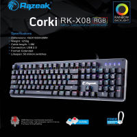 RAZEAK RK-X08 คีย์บอร์ดเกมมิ่ง CORKI Blue Switch Mechanical Gaming