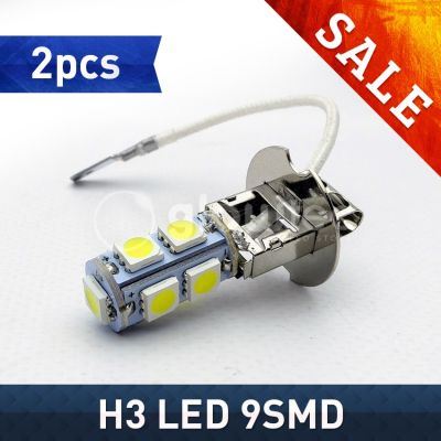 SALE 2pcs H3 9SMD 5050 White 9 SMD bulb headlight brightness LED DC12V Auto Car Fog Light Lamp LED Bulbs 6500K GLOWTEC Bulbs  LEDs  HIDs