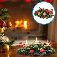 1pc Retro Candle Tray Xmas Theme Candleholder Iron Art Candle Stand Xmas Desktop Adornment for Gift Xmas Party