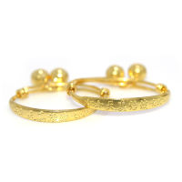 กำไลข้อเท้าเด็กกระพรวนคู่แกะลายตัวอักษรจีนมงคล รุ่น TK-030 - Gold