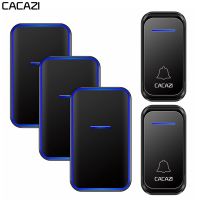 CACAZI Waterproof Wireless Doorbell 1 2 Button 1 2 3 Receiver 300M Remote Intelligent LED Light Home Door Bell Wireless Chime