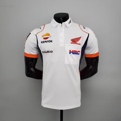 Fashion Summer 2023 New F1 Polo Honda White Racing Suit Uniforms Mens Modern Fit Short Sleeve Collar Golf Polo Shirt Script Logo，Size:XS-6XL Contact seller for personalized customization of name and logo high-quality