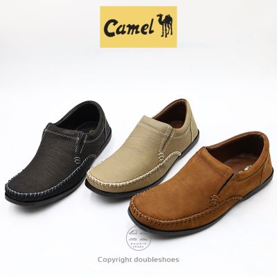 Camel รองเท้าคัทชู หนังแท้ หนังลายช้าง พื้นนุ่ม เย็บพื้น รุ่น CM107 ไซส์ 40-45