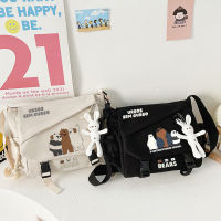 We Bare Bears Women Girls กระเป๋าสะพายไหล่ Cross Body Bag Boys And Girls Casual New Hong Kong Style Shoulder Backpack Student Large Capacity Versatile Cross Body Bag