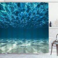 【YD】 Shower Curtain Set Seascape Through Deep Sea View Underwater Curtains