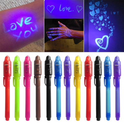ปากกาหมึกที่มองไม่เห็น,Secrect ปากกาข้อความ, 2 In 1 Magic UV Light ปากกาสำหรับวาดกิจกรรมตลกเด็กนักเรียนของขวัญ DIY โรงเรียน-Yrrey