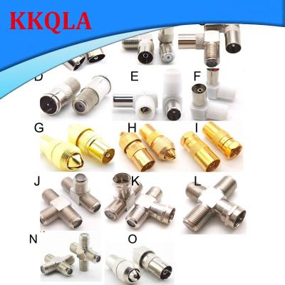 QKKQLA 2pcs RF male female to TV Male/Female Connector Adapter Coaxial 90 Degree Right Angle/Straight TV /F TV SAT F-TYPE