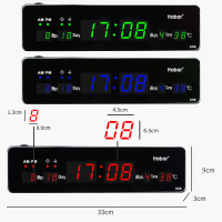 นาฬิกาดิจิตอล (HB808) 34x9x3cm นาฬิกา ตั้งโต๊ะ LED DIGITAL CLOCK นาฬิกาแขวน นาฬิกาตั้งโต๊ะ