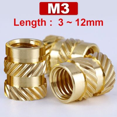 M3 Brass Knurled Inserts Hot Melt Nut Female Thread Embed Parts Pressed Fit Into Holes 3D Printing Heat Set Insert Nuts 50Pcs Nails Screws Fasteners