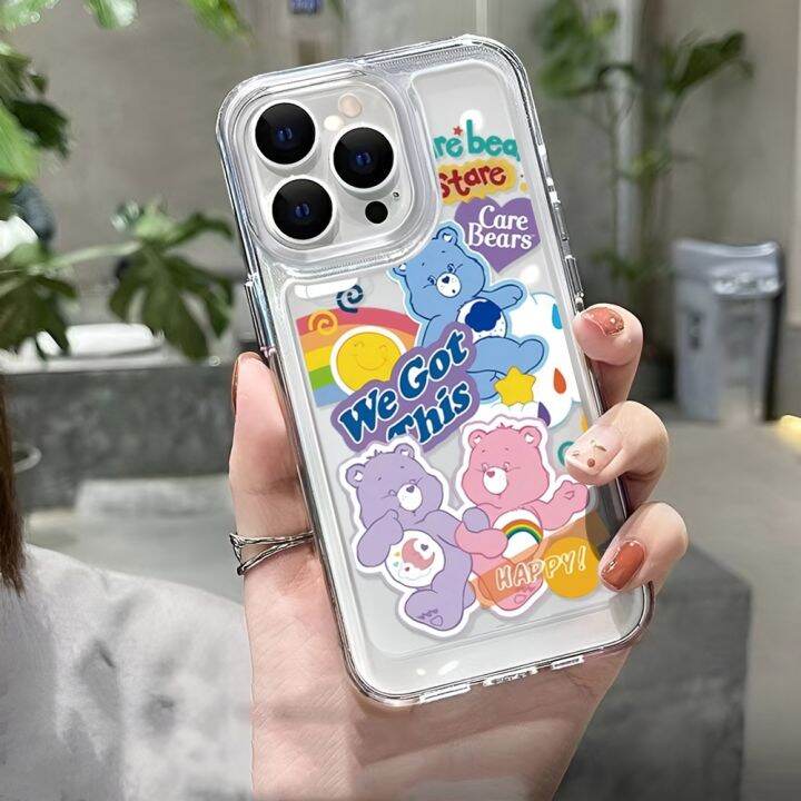 เคสโทรศัพท์มือถือแบบนิ่ม-ใส-กันกระแทก-ลายหมีน่ารัก-สําหรับ-iphone-14-13-12-8-7-xs-x-xr-6-6s-2020