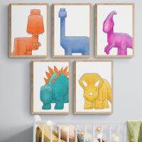 น่ารักการ์ตูนไดโนเสาร์ T Rex เนอสเซอรี่ Kawaii ผ้าใบภาพวาดสำหรับชาย Room - Perfect Wall Art Home Decor โปสเตอร์