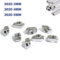 100pcs 50pcs M3 M4 M5 Nickel Plated Tee Nut Hammer Head Attach Nut for Aluminum Extrusion Profile 2020 1515 Series Slot 6mm