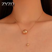 ZZOOI ZYZQ Autumn Fashion Silver Color Metal Ball Pendant Necklace for Women Individuality Geometry Torques Jewelry Gift 2021