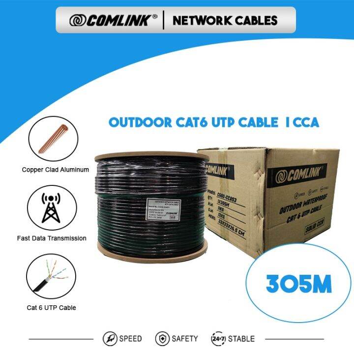 Comlink Outdoor Cat6 UTP Cable 305M CCA and Pure Copper Network CCTV