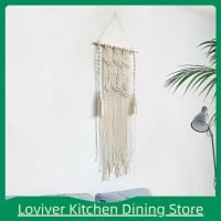 Loviver Macrame แขวนผนังแบบทอพู่ยาวพู่ถักจี้ศิลปะบนผนังห้องนอนสำหรับห้องนั่งเล่น