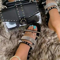 20212021New Womens Sandals Flip Flop And Rivet Handbag Slides With Luxury Shoes босоножки женские Sequins Slippers And Jelly Purse