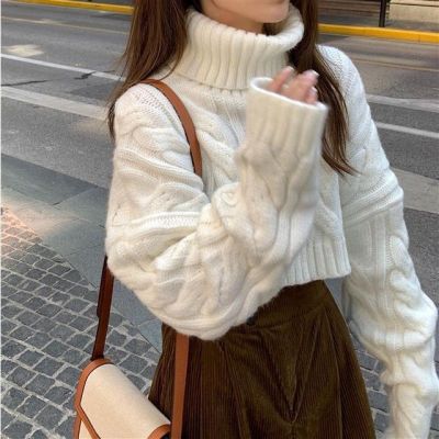 ✔ Women 39;s Turtleneck 2022 Cropped Sweater Korean Fashion Spring/Autumn Thin Sweaters Knitted Pullover Top