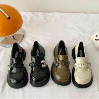 ViVi shoes store Lefu รองเท้าหนังส้นหนาสำหรับผู้หญิง,รองเท้าหนังสีดำสไตล์อังกฤษสำหรับฤดูใบไม้ร่วง2023