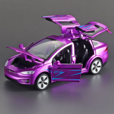 1:32 Simulation Tesmodelx Model Alloy Car Model Open Door Sound And Light Pull Warrior Childrens Toy