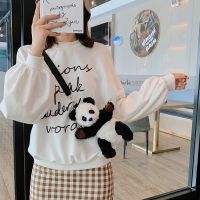 New Girls Lovely Cartoon Plush Panda Cute Diagonal Female Plush Material Baby 39;s Doll Bags Animal Handbag Backpack Schoolbag