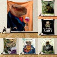 【CW】♘✟  Capybara Wall Painting Tapestry Humor Large Size Tapestries Room Tapestri