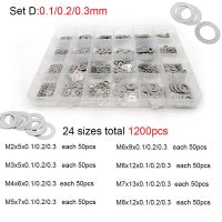 500/750/1200Pcs M2 M3 M4 M5 M6 M7 M8 304 Stainless Steel Ultra Thin Flat Washer Adjusting Shim Plain Gasket Assortment Kit Set Nails Screws  Fasteners