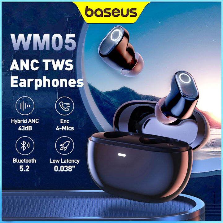 Baseus WM05 True Wireless Earphones Bluetooth 5.2 Earbuds 4mics ENC