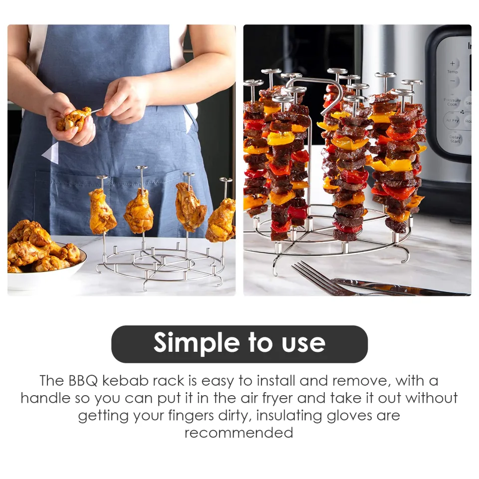 Air Fryer Skewer Stand Compatible with Ninja Foodi 6Qt 8Qt Vertical Skewers  Holder with Stand Stainless Steel Air Fryer Accessories Grill for Grilling  Home Kitchen Kabobs 