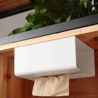 【CW】 Wall Mounted Tissue Box Cover Self Adhesive Facial Tissue Box Napkin Holder Garbage Dispenser for Bathroom Kitchen