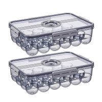 2 Pack Egg Holder,Egg Storage Bin Stackable Egg Storage Containers Clear Egg Tray Storage Box with Recordable Time Lid