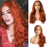 Charisma Long Body Wave Free Part Synthetic Lace Front Wig Orange Copper Red Wig Heat Resistant Wigs For Women Cosplay Wig Gift ของขวัญ