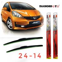 ที่ปัดน้ำฝน ใบปัดน้ำฝน ซิลิโคน ตรงรุ่น Honda Jazz 2008-2011 GE ไซส์ 24-14 ยี่ห้อ Diamond กล่องแดง* * **จบในร้านเดียว**จัดส่งไว