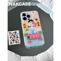 สนุกสนานและน่ารัก Lotus Hello Kitty เหมาะสำหรับ iPhone14/15promax เคสมือถือ Apple 13 11 ช่อง 12