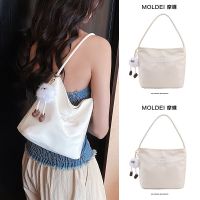 Summer Oxford cloth shoulder bag female 2023 new simple all-match portable bucket bag large-capacity commuting 【QYUE】