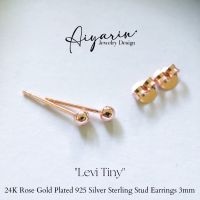 Levi Tiny 3mm 24K Rose Gold Plated 925 Silver Sterling